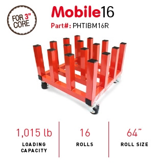 Mobile Media Cart, 16 Rolls (3" Core)
