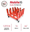Mobile Media Cart, 16 Rolls (3" Core)