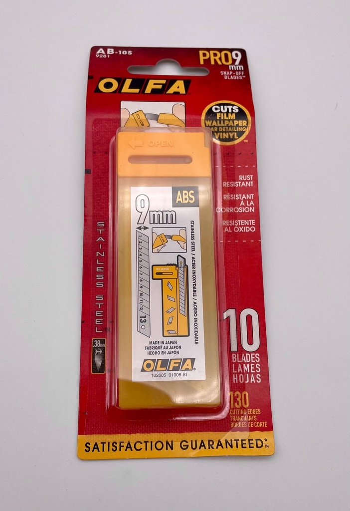 Olfa 9281 AB-10S 9mm Stainless Steel Snap-Off Blade (10 Pack)