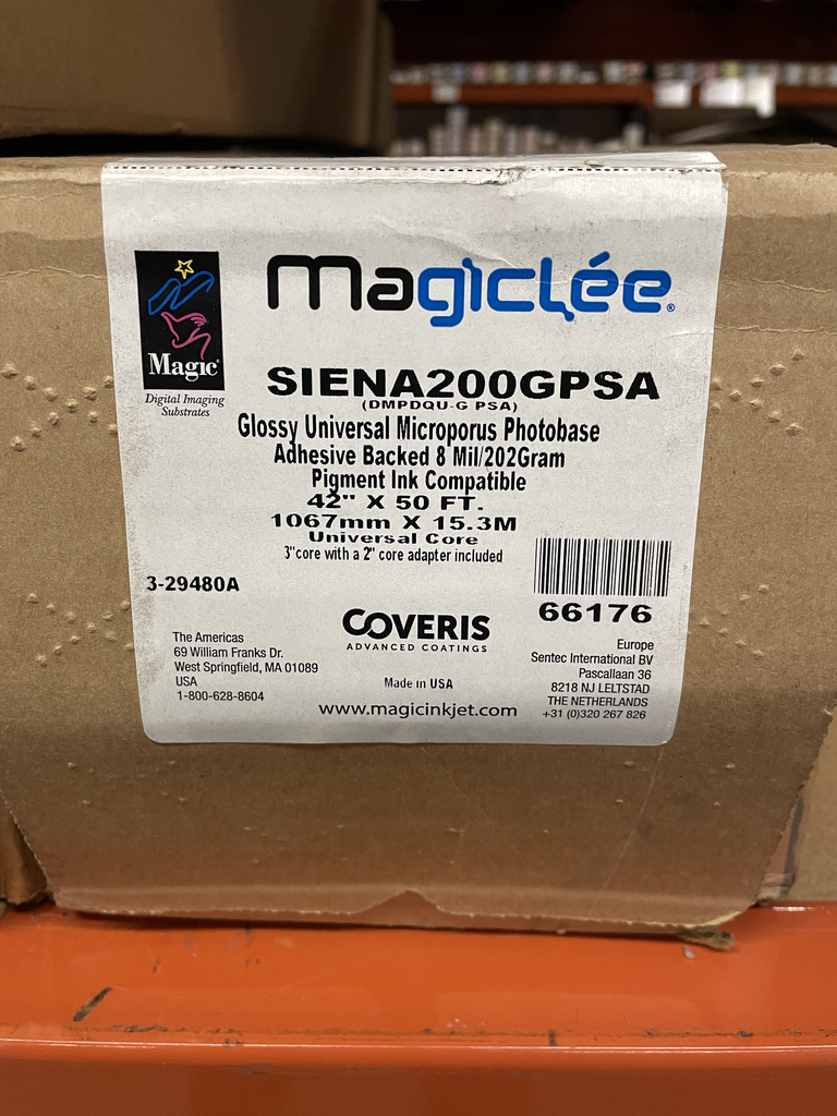 Siena 200G PSA 42" x 50' Adhesive Gloss Photo Paper, 8 Mil.