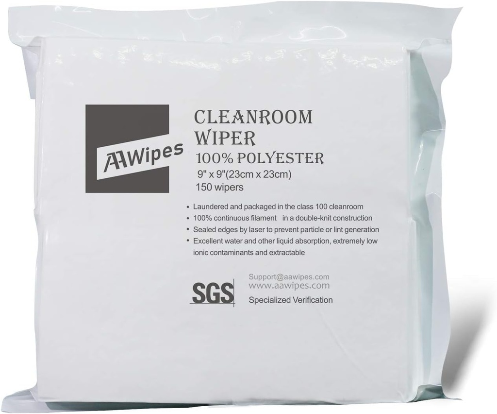 Cleanroom Double Knit 100% Polyester Wipes 9" x 9" (150 Bag)