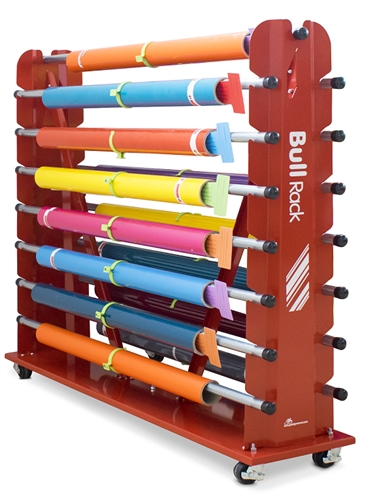 Bullrack Mobile Roll Storage, 16 Rolls with Poles | Walker Supply Co